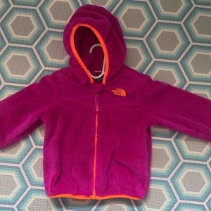 The North Face Fleece Jacket. Toddler girl. Fuchsia pink with orange lining